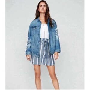 Express Women’s Striped Skirt Blue and white Ruffle Skirt Size S New